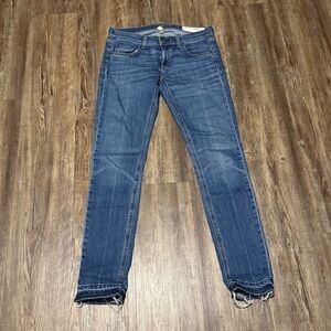 Rag & Bone Dre Jeans Women's 25 Slim Fit Frayed Hem in Coopers Wash Denim